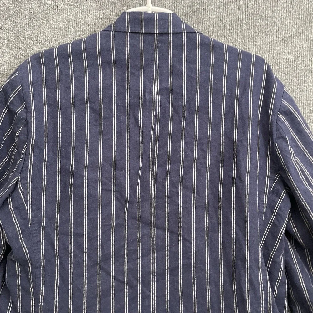 Cremieux Linen Blend Striped Sport Coat Men's Sz M Unstructured Navy Blue